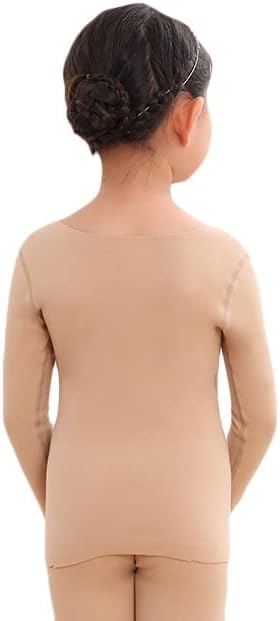 Girls Thermal Underwear Set Crew Neck Fleece Lined Ballet Dance Leotard Undergarments