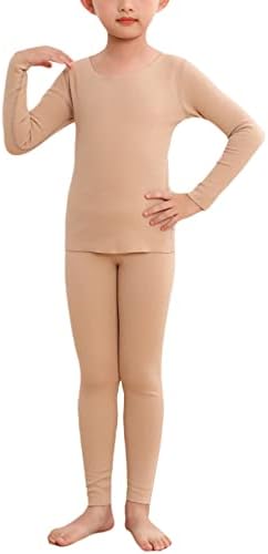 Girls Thermal Underwear Set Crew Neck Fleece Lined Ballet Dance Leotard Undergarments