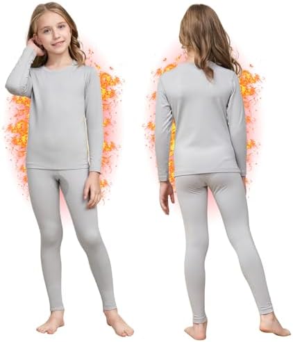 Girls Thermal Underwear Set Ultra Soft Fleece Lined Kids Long Johns Top Bottom Thermals Kids Base Layer Winter Warm