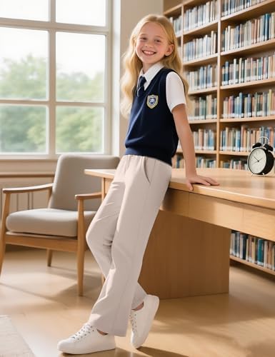 Girls Uniform Pants Flare Sweatpants Joggers Pants Preppy Clothes For Girls 7-14 Years