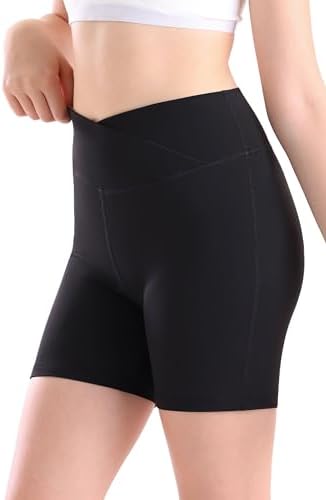 Girls V Cross Waist Athletic Shorts Kids Soft Bike Volleyball Yoga Dance Running Cheer Gymnastics Gym Workout Shorts