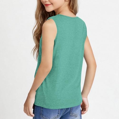 Girls V Neck Tank Top 2025 Summer Sport Workout Sleeveless Undershirts Loose Fit Soft Running Tshirts Tops For Kids