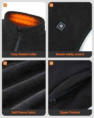 Glaais Kids Heated Vest With 7.4V 12000mAh Battery Pack Included Boys Girls Lightweight Electric Fleece Heated Vests