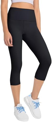 Gnainach Girls Capri Leggings High Waisted Compression Pants Stretch Active Yoga Tights for Kids Teen Workout Running