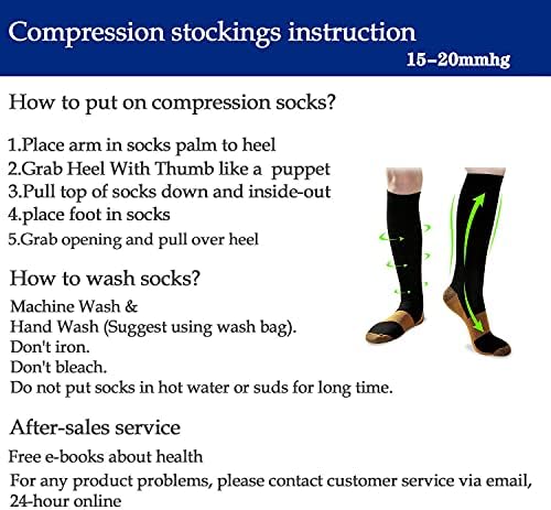Graduated Copper Compression Socks For Men & Women Circulation 8 Pairs 15-20mmHg - Best For Running Athletic Cycling