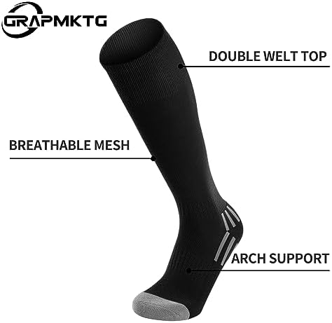 GRAPMKTG 3 Pack Soccer Baseball Softball Socks For Youth Women And Men Knee High Football Socks For Boys Girls