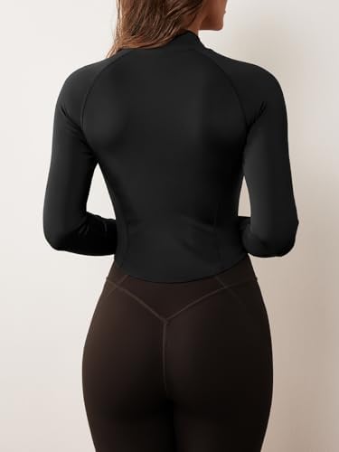 GYM RAINBOW Women's Zip Up Workout Jacket Lightweight Slim Fit Athletic Jacket Cropped Running Gym Tops With Thumb Holes