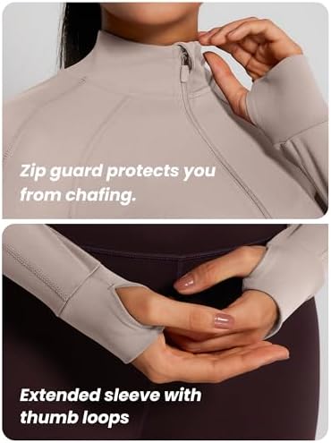 GYM RAINBOW Womens Snatched Workout Jackets Lightweight Zip Up Slim Fit Gym Track Athletic Jackets With Thumb Holes