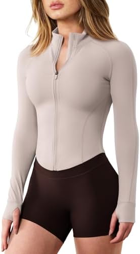 GYM RAINBOW Womens Snatched Workout Jackets Lightweight Zip Up Slim Fit Gym Track Athletic Jackets with Thumb Holes