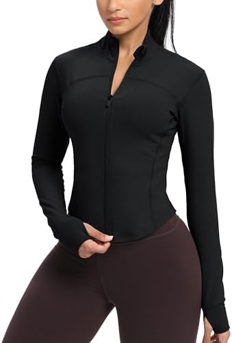 GYM RAINBOW Womens Zip Up Workout Jakcets Lightweight Slim Fit Running Athletic Jackets with Thumb Holes