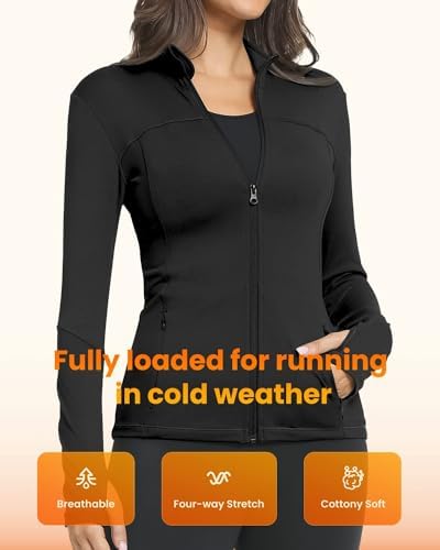 GYM RAINBOW Workout Jackets For Women Full Zip Slim Fit Lightweight Athletic Running Sports Track Jacket With Pockets