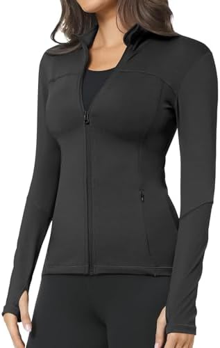 GYM RAINBOW Workout Jackets for Women Full Zip Slim Fit Lightweight Athletic Running Sports Track Jacket with Pockets