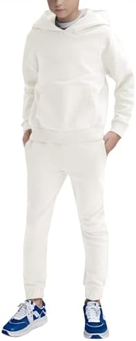 Haloumoning Boys 2 Piece Outfits Sweatsuits Long Sleeve Pullover Hoodie and Sweatpants Tracksuit Set 5-14 Years
