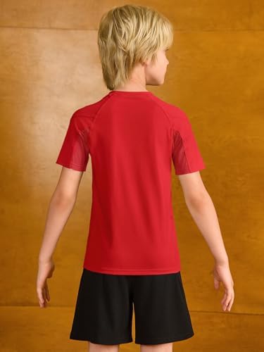 Haloumoning Boys Athletic Compression Shirt Short Sleeve Undershirt Kids Quick Dry Basketball Base Layer 5-14 Years