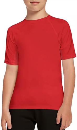 Haloumoning Boys Athletic Compression Shirt Short Sleeve Undershirt Kids Quick Dry Basketball Base Layer 5-14 Years