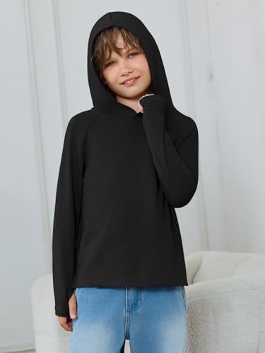 Haloumoning Boys Athletic Hoodies Youth Raglan Long Sleeve Pullover Hoodie Sweatshirts With Thumbhole 5-14 Years