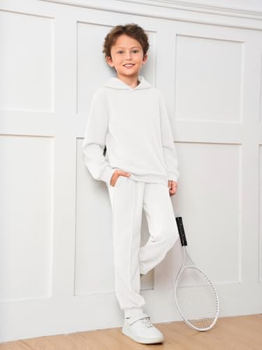 Haloumoning Boys Athletic Sweatsuit Kids Fashion Hoodies And Sweatpants Clothing Sets With Pockets 5-14Y