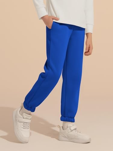 Haloumoning Boys Fleece Sweatpants Kids Elastic Waist Casual Joggers Active Athletic Pants With Pockets 5-14Y