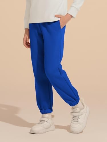 Haloumoning Boys Fleece Sweatpants Kids Elastic Waist Casual Joggers Active Athletic Pants With Pockets 5-14Y