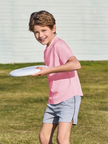 Haloumoning Boys Short Sleeve Athletic T-Shirts Kids Basic Quick Dry Lightweight Performance Tees 5-14 Years