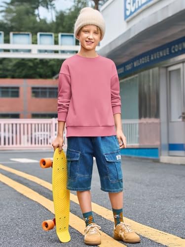 Haloumoning Boys Sweatshirts Kids Fashion Long Sleeve Crewneck Pullover 5-14 Years
