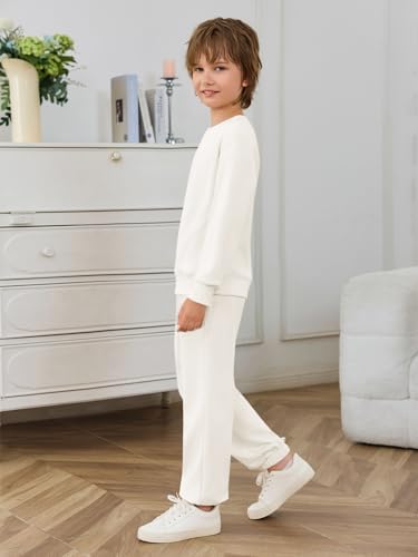 Haloumoning Boys Tracksuits 2 Piece Set Kids Crewneck Sweatshirts And Jogger Sweatpants With Pockets 5-14 Years