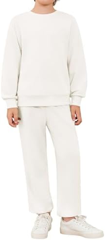 Haloumoning Boys Tracksuits 2 Piece Set Kids Crewneck Sweatshirts and Jogger Sweatpants with Pockets 5-14 Years