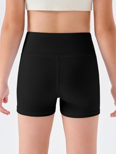 Haloumoning Girls Athletic Shorts Kids High Waisted Yoga Dance Biker Shorts Comfy Gymnastics Shorts 5-14Y