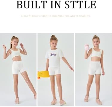 Haloumoning Girls Athletic Shorts Kids Workout High Waisted Volleyball Shorts Yoga Dance Gymnastics Shorts