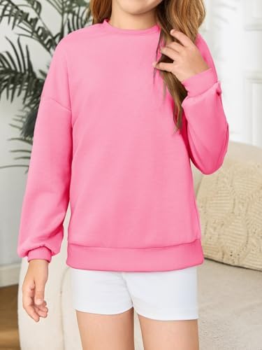 Haloumoning Girls Crewneck Sweatshirts Kids Casual Long Sleeve Loose Tops Fall Comfy Lightweight Pullovers 5-14 Years