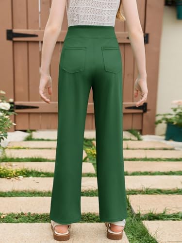 Haloumoning Girls Flare Leggings Kids Casual High Waisted Stretchy Wide Leg Pants Bell Bottoms 5-14 Years