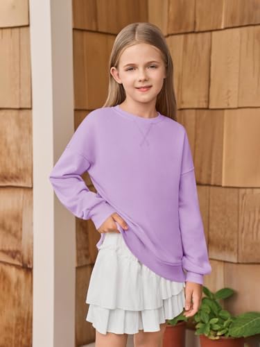 Haloumoning Girls Oversized Crewneck Sweatshirts Kids Long Sleeve Shirts Tops Fall Pullover 5-14 Years