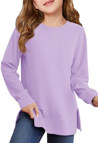 Haloumoning Girls Oversized Crewneck Sweatshirts Kids Long Sleeve Shirts Tops Fall Pullover 5-14 Years