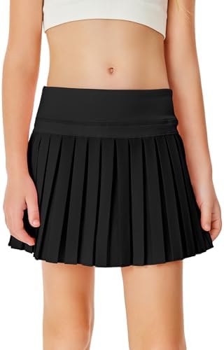 Haloumoning Girls Pleated Skirts with Shorts Athletic Tennis Skorts Sport Performance Skirt with Pockets 4-14 Years
