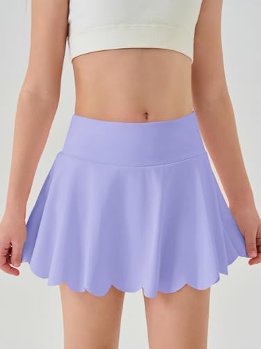 Haloumoning Girls Skorts Flowy Butterfly Athletic Shorts Kids A Line Pleated Tennis Golf Skirts With Pockets