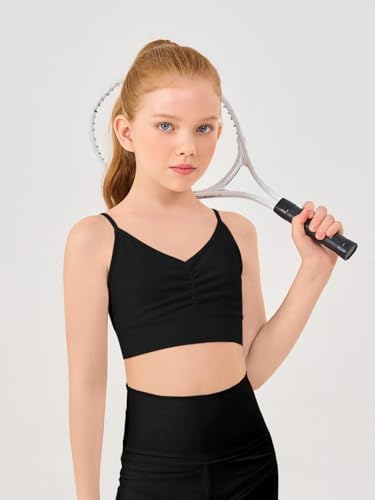 Haloumoning Girls Training Bra Kids Adjustable Sports Bra Yoga Dance Crop Top 5-14 Years