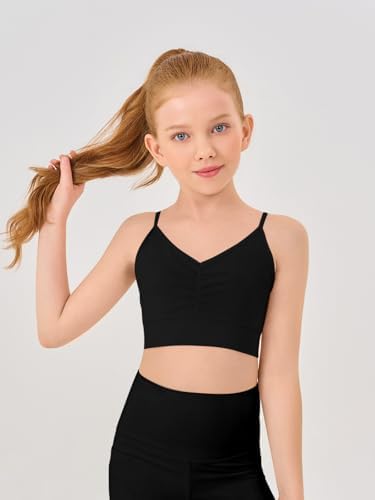 Haloumoning Girls Training Bra Kids Adjustable Sports Bra Yoga Dance Crop Top 5-14 Years