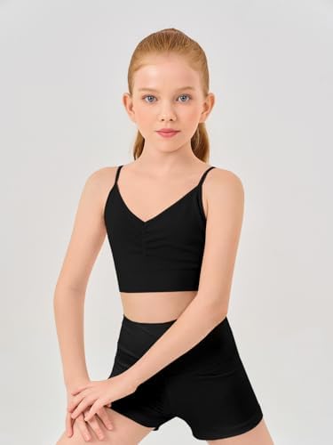 Haloumoning Girls Training Bra Kids Adjustable Sports Bra Yoga Dance Crop Top 5-14 Years