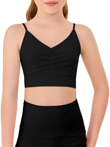 Haloumoning Girls Training Bra Kids Adjustable Sports Bra Yoga Dance Crop Top 5-14 Years