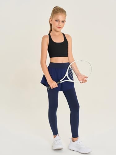 Haloumoning Girls Training Bra Kids Strappy Scoop Neck Bras Yoga Sports Comfort Dance Crop Top 5-14 Years