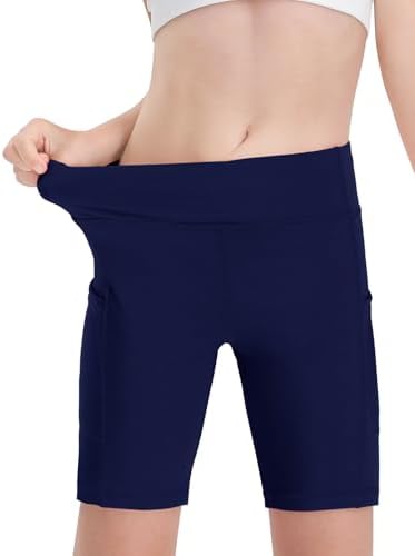 Haloumoning Girls Volleyball Spandex Shorts Kids Athletic Biker Dance Gymnastics Compression Shorts with Pockets