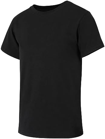 Hanes Boys' Big Originals Crewneck Undershirts Pack Stretch Cotton Black & Assorted 5-Pack