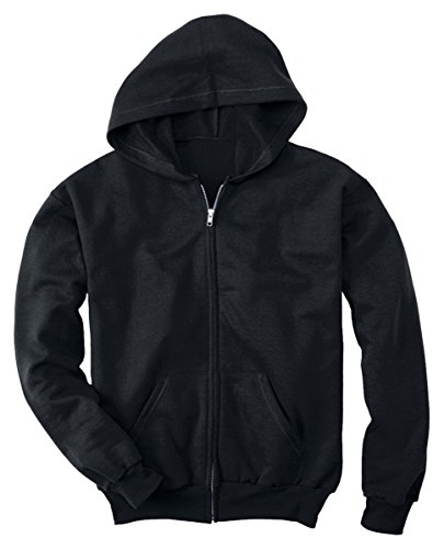 Hanes Boys' EcoSmart Full Zip Hooded Jacket Black Large