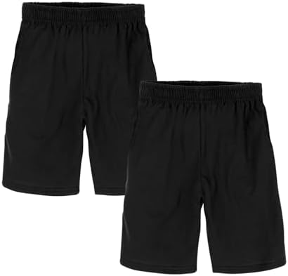 Hanes Boys Jersey Shorts Pack 2-Pack Cotton Shorts for Boys with Pockets Pull-On Shorts