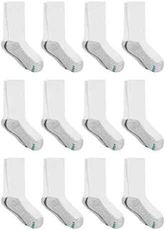 Hanes Boys' Socks Double Tough Cushioned Crew Socks 12-pair Packs