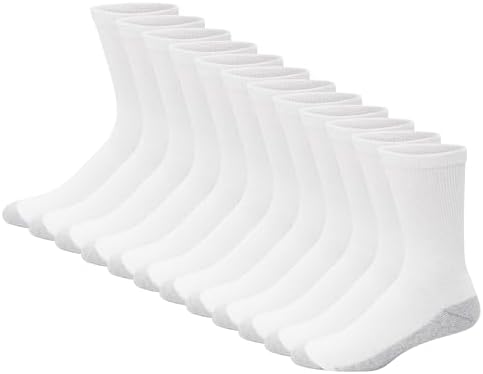 Hanes Men's Max Cushion Double Tough Crew Socks 12-Pair Pack