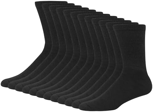 Hanes Men's Max Cushion Double Tough Crew Socks 12-Pair Pack