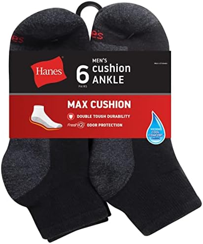 Hanes Men's Max Cushioned Ankle Socks Multipacks