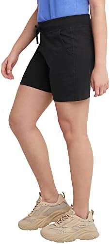 Hanes Women's Jersey Pocket Shorts Drawstring Cotton Jersey Shorts 7" Inseam
