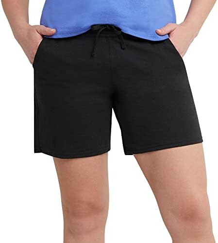 Hanes Women's Jersey Pocket Shorts Drawstring Cotton Jersey Shorts 7" Inseam